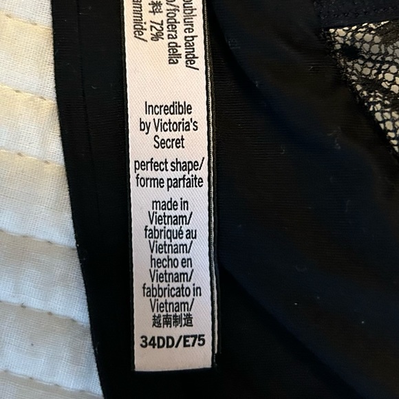 Incredible by Victoria’s Secret Perfect Shape Underwire Bra Women’s 34DD Black - Picture 5 of 6